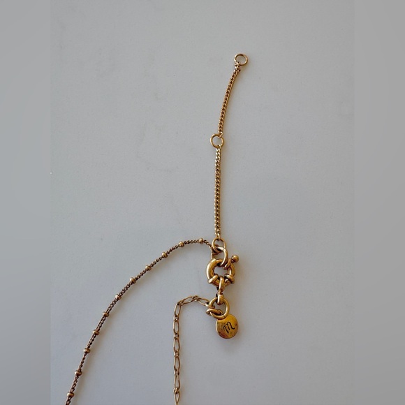 EUC Madewell Reversible Gold Necklace with White/Blue Triangle Pendant - Picture 7 of 11